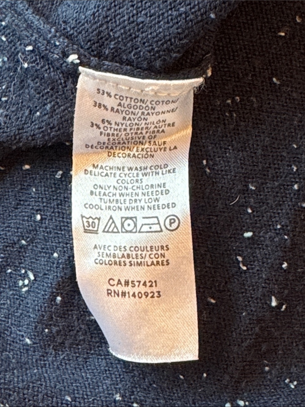 LOFT Navy Speckled Sweater with Skiing Polar Bear - Women’s Size XL - Picture 5 of 6
